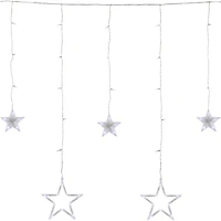 Christmas Stars Icicle Lights - 8.25' - Pure White LED Lights - Clear Wire - 12ct