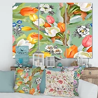 Designart - Blooming White and Orange Tulips III