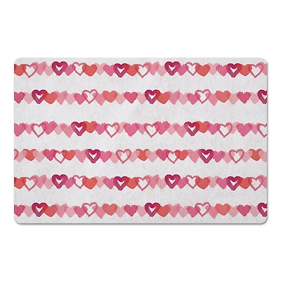 Watercolor Heart Stripes 27" x 18" Floor Mat