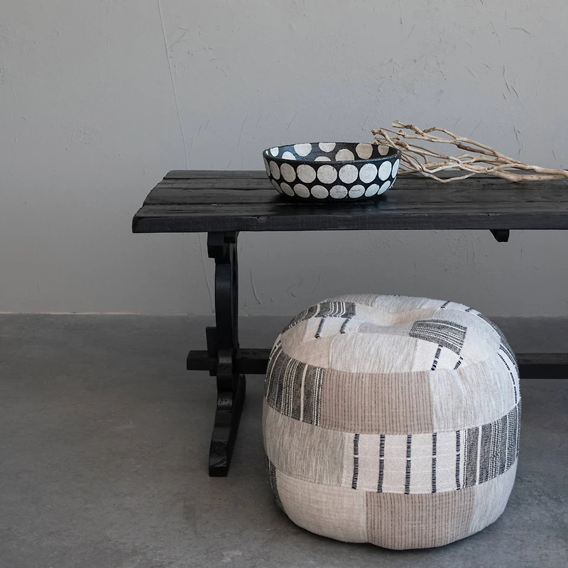 Hello Honey® 24" Handwoven Cotton Patchwork Pouf Ottoman