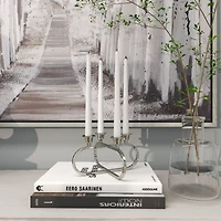 8" Silver Stainless Steel Overlapping Oval Geometric Candelabra