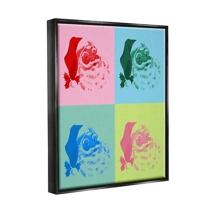 Stupell Industries Pop Style Christmas Santa Framed Floater Canvas Wall Art