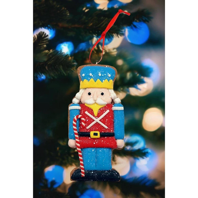 Wizardi 4.5" Christmas Blue Soldier Gingerbread Ornament