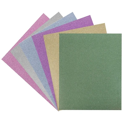 JAM Paper 2-Pocket Plastic Glitter Folders, 6ct.