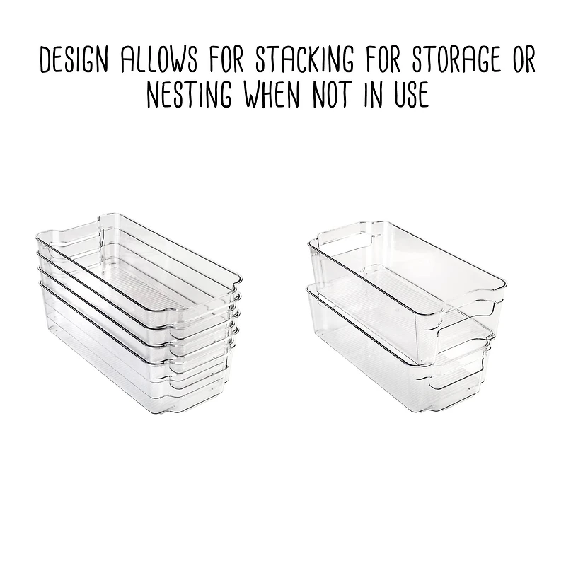Honey Can Do Clear BPA-Free Stackable Refrigerator Organizer Storage Bins Set
