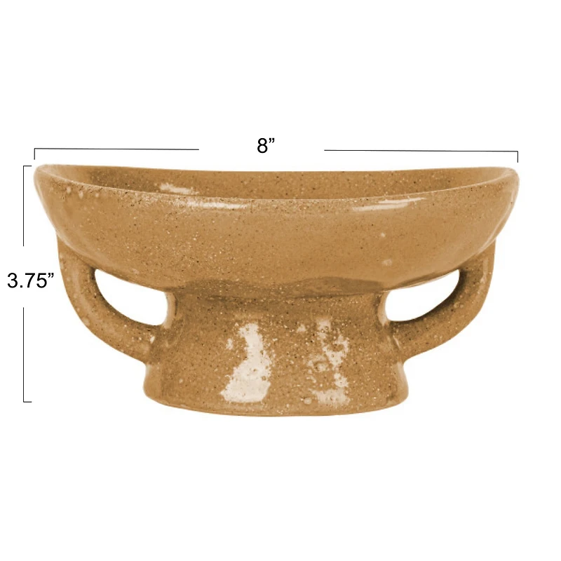 Hello Honey® 8" Taupe Stoneware Footed Pedestal Bowl with Handles