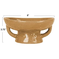 Hello Honey® 8" Taupe Stoneware Footed Pedestal Bowl with Handles