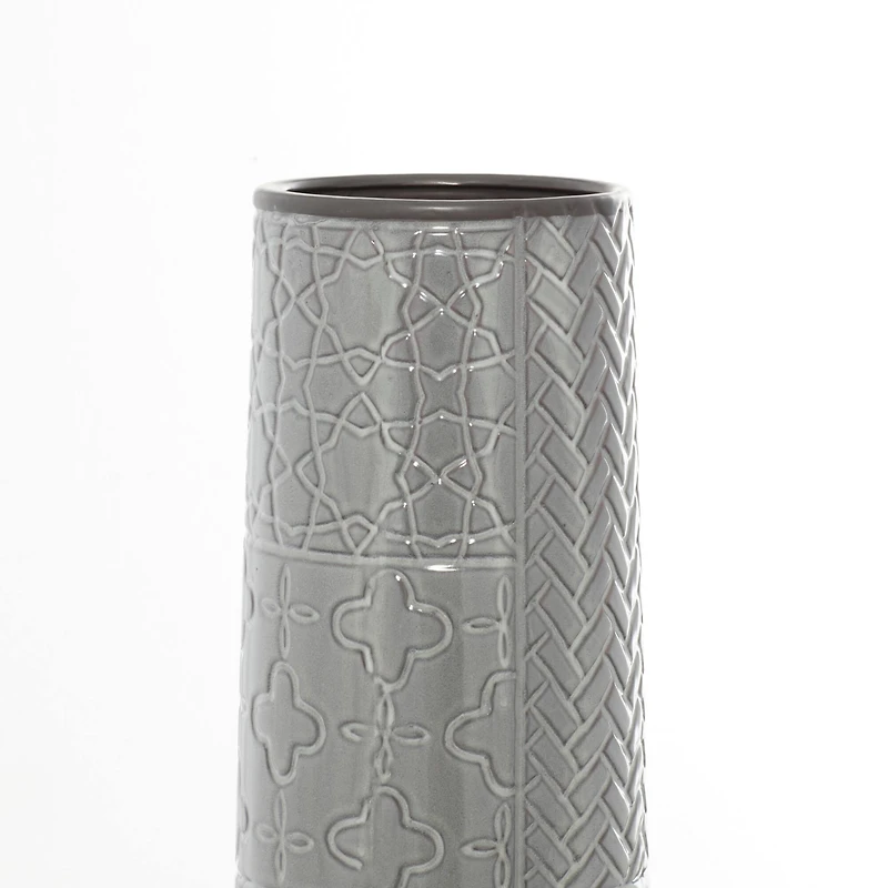 30" Gray Stoneware Eclectic Vase