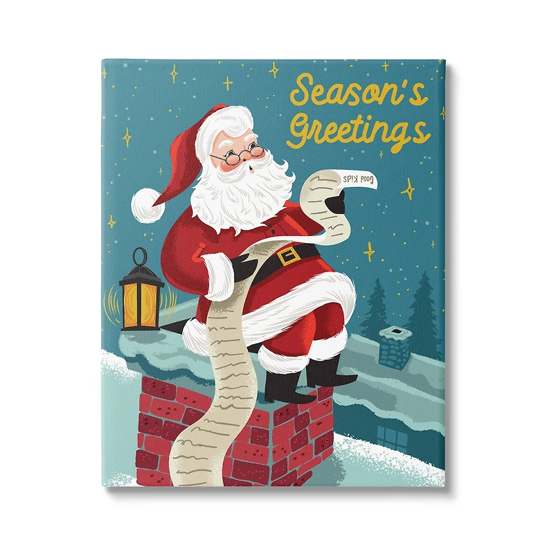 Stupell Industries Season's Greetings Santa's List Chimney Canvas Wall Art