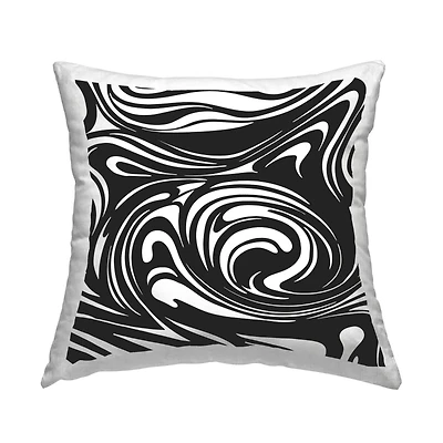 Stupell Industries Contemporary Black & White Asymmetrical Abstract Swirls Throw Pillow, 18" x 18"