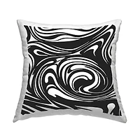 Stupell Industries Contemporary Black & White Asymmetrical Abstract Swirls Throw Pillow, 18" x 18"