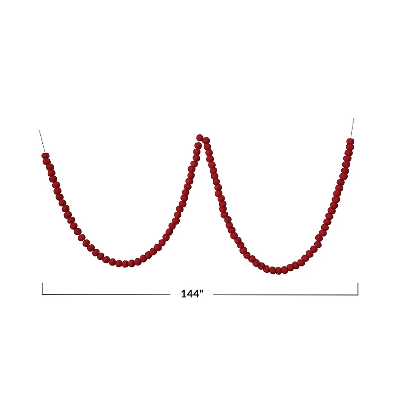 Hello Honey® 12ft. Handmade Wool Felt Ball Garland in Printed Drawstring Bag