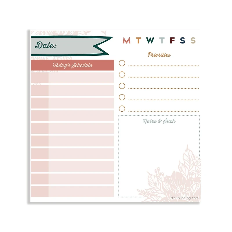 TF Publishing Undated Boho Daily Note Block Desktop