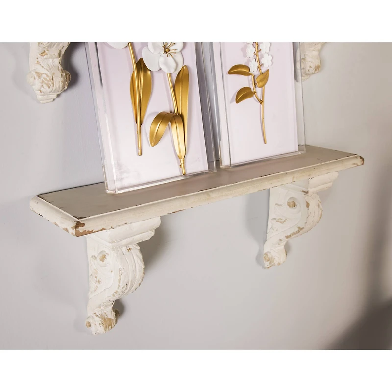 White Wood Farmhouse Wall Shelf