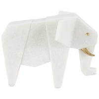 White Polystone Elephant & Giraffe Cubist Inspired Sculpture Set