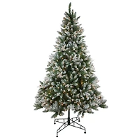 6.5ft. Pre-Lit Real Touch™️ Sierra Fir Artificial Frosted Christmas Tree, Clear Lights