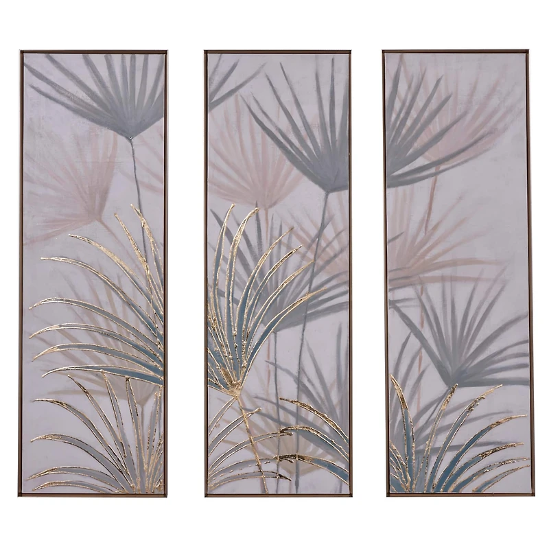 Set of 3 Brown Polystone Traditional Floral Wall Art, 16" x 47"