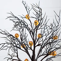 22in. Pre-Lit Artificial Halloween Brown Twig Tree with 12 Orange LED Pumpkin Shaped Lights