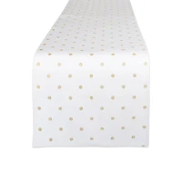 Metallic White/Gold Reversible Polka Dot Table Runner 13" x 90"