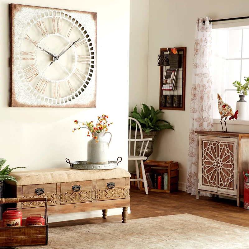 Gray Farmhouse Metal Wall Clock