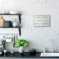 Stupell Industries Yoga Class or Pour A Glass Wall Art in Gray Frame