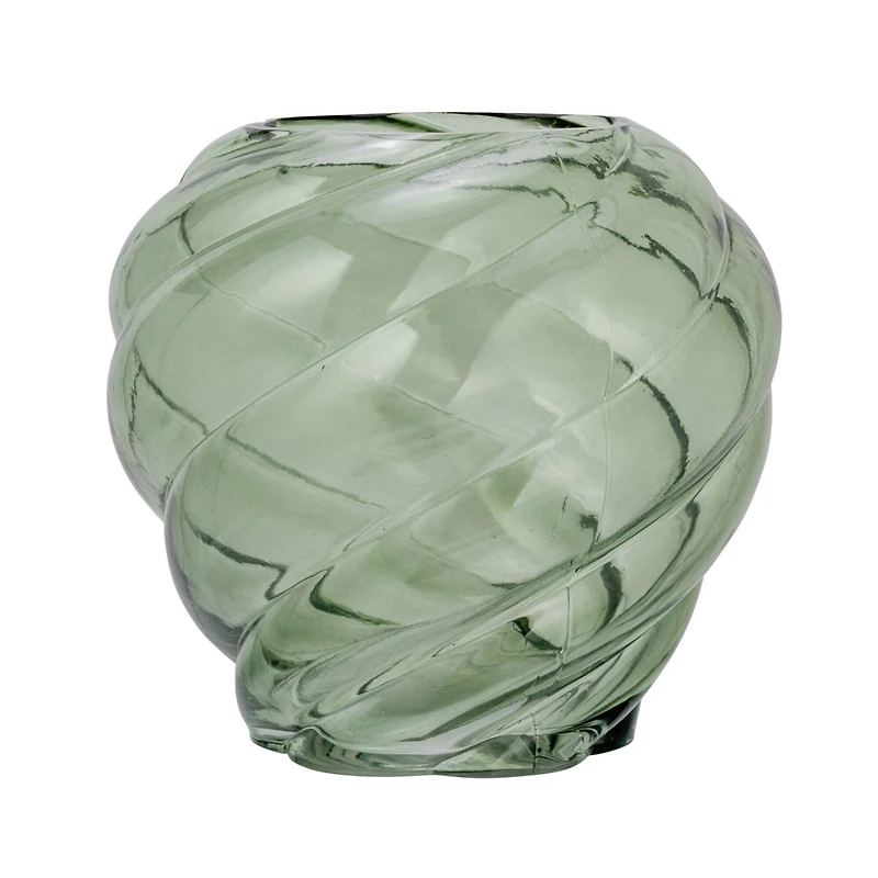Hello Honey® 7.75" Green Round Twisted Glass Vase