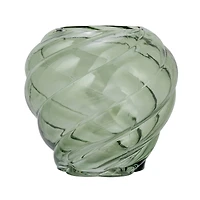 Hello Honey® 7.75" Green Round Twisted Glass Vase