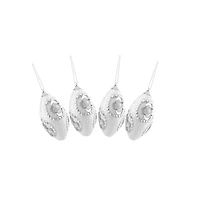 4ct. 4.5" White & Silver Rhinestone Glittered Shatterproof Christmas Finial Ornaments