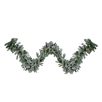 9ft. Pre-Lit Flocked Mixed Rosemary Emerald Pine Christmas Garland