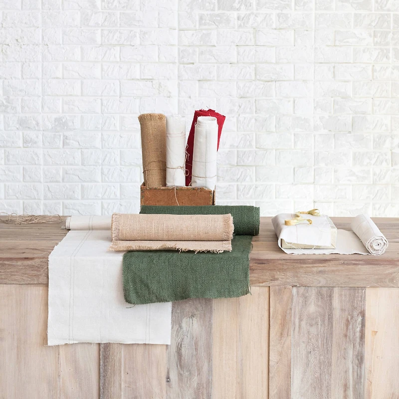 Hello Honey® Natural & Red Woven Torn Cotton Blend Fabric Roll Set