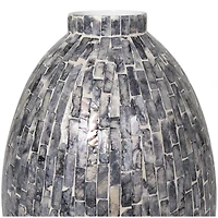 12" Gray Mother of Pearl Handmade Mosaic Inspired Vase