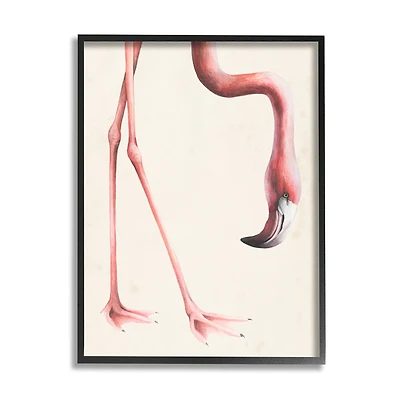 Stupell Industries Pink Flamingo Bending Feet Beak Detail Framed Wall Art