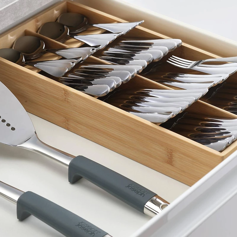 Joseph Joseph DrawerStore Bamboo Large Compact Cutlery Organizer