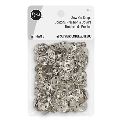 Dritz® 1/2" Silver Sew-On Snaps, 48 Sets