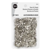 Dritz® 1/2" Silver Sew-On Snaps, 48 Sets