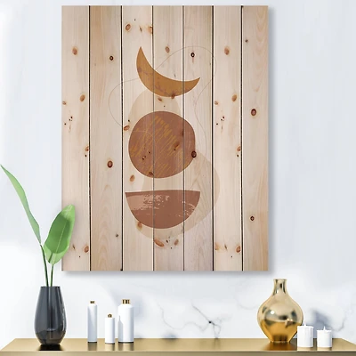 Designart - Moon and Sun Shapes In Retro Terracotta Tones I