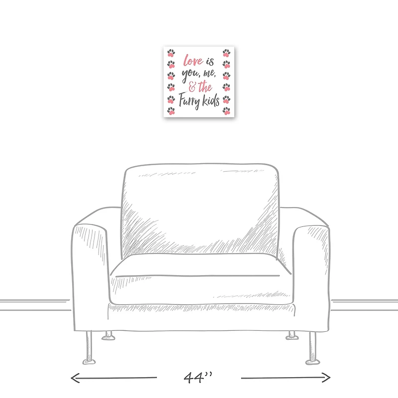 Love is You, Me and the Furry Kids Canvas Wall Art