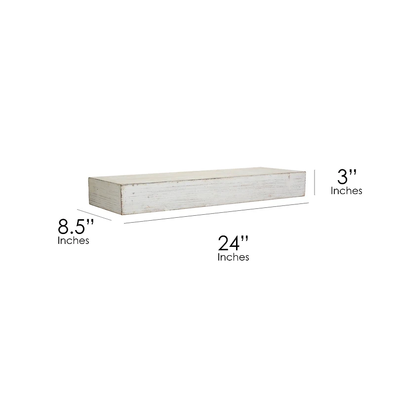 Small Whitewashed Wood Floating Wall Shelf
