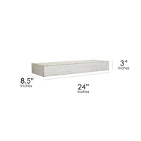 Small Whitewashed Wood Floating Wall Shelf