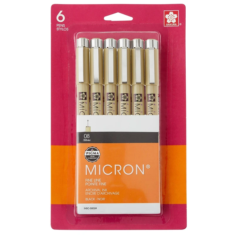 Pigma® Micron™ 08 Fine Line Black Pens, 6ct.