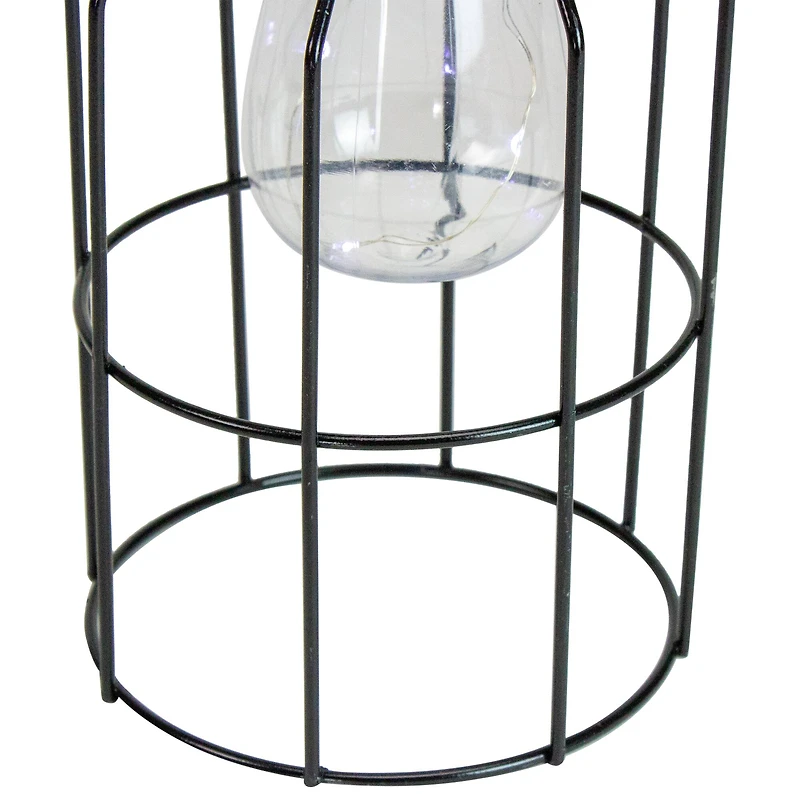 9.5" Black Outdoor Hanging Geometric Solar Lantern with Handle