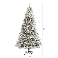 8ft. Pre-Lit Flocked West Virginia Fir Artificial Christmas Tree, Clear LED Lights