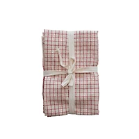 Hello Honey® Red & White Grid & Stripes Cotton Tea Towels Set