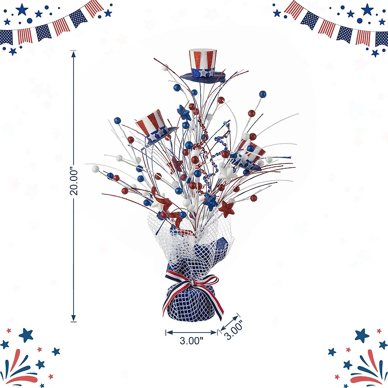 Glitzhome® 20" Patriotic Americana Top Hat Table Tree