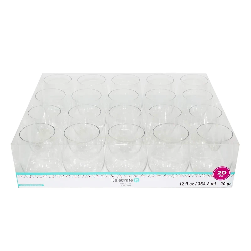 12 Packs: 20 ct. (240 total) 12oz. Stemless Wine Glasses by Celebrate It™