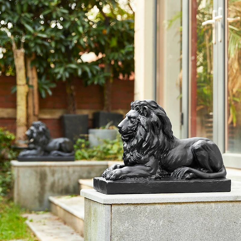 Glitzhome® 22" Lying Lion Garden Statue Set
