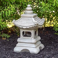 13.5" Dark Gray Pagoda Outdoor Garden Statue