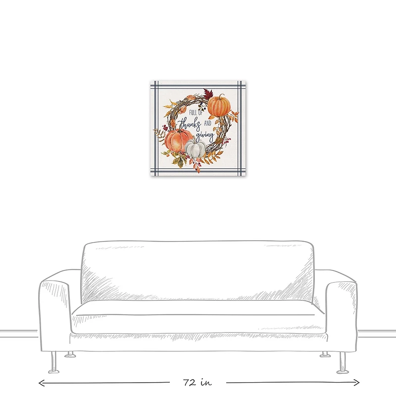 Thanks And Giving Fall Wreath Canvas Wall Art
