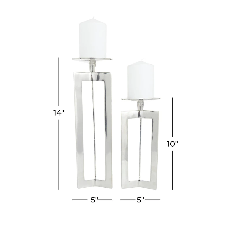 CosmoLiving by Cosmopolitan Silver Contemporary Candle Holder Set