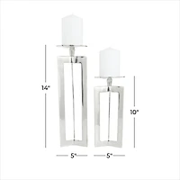 CosmoLiving by Cosmopolitan Silver Contemporary Candle Holder Set